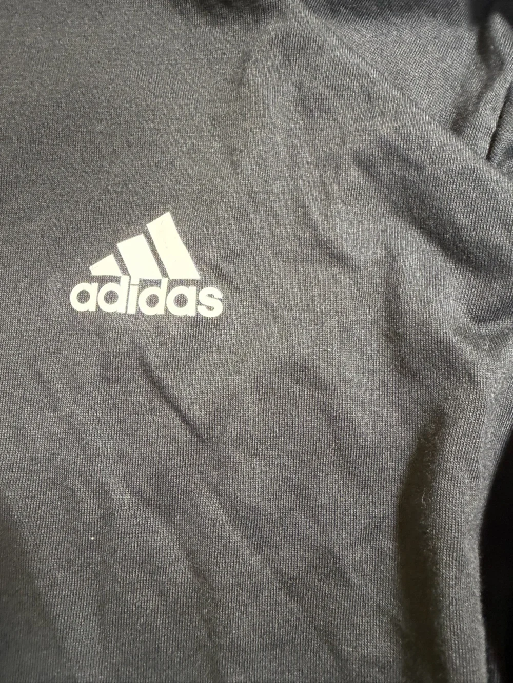 Adidas Black Hoodie with White Stripe Accents